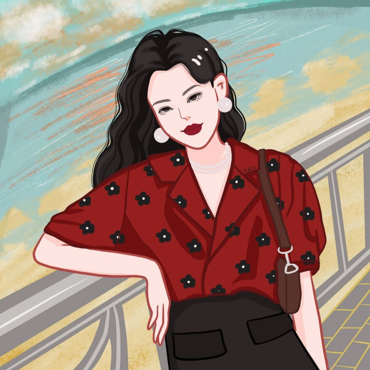 插画 | 头像 | 港风复古穿花衬衫的小仙女 今天是母亲节,祝天下母亲