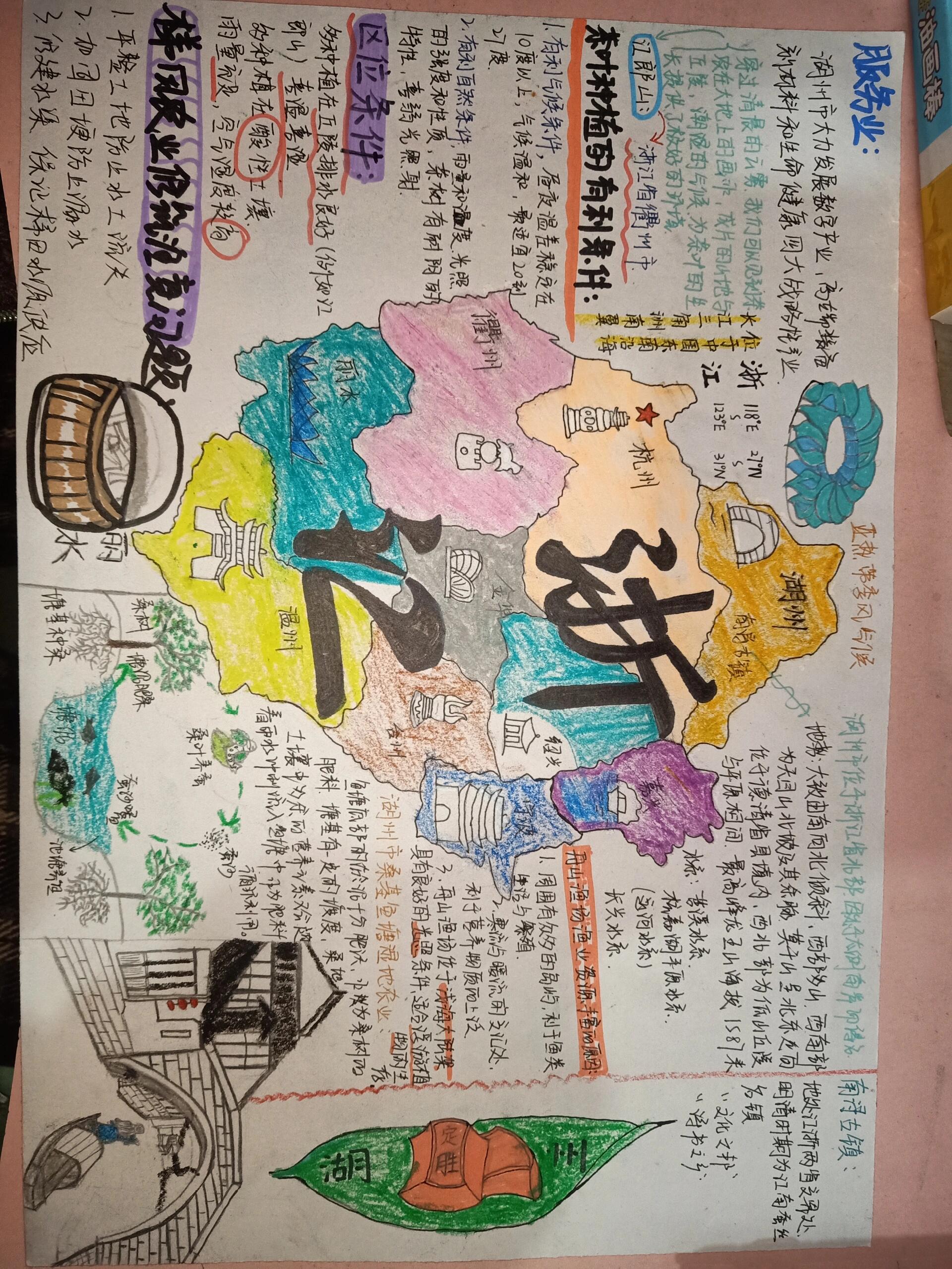 关于浙江省的地理手抄报