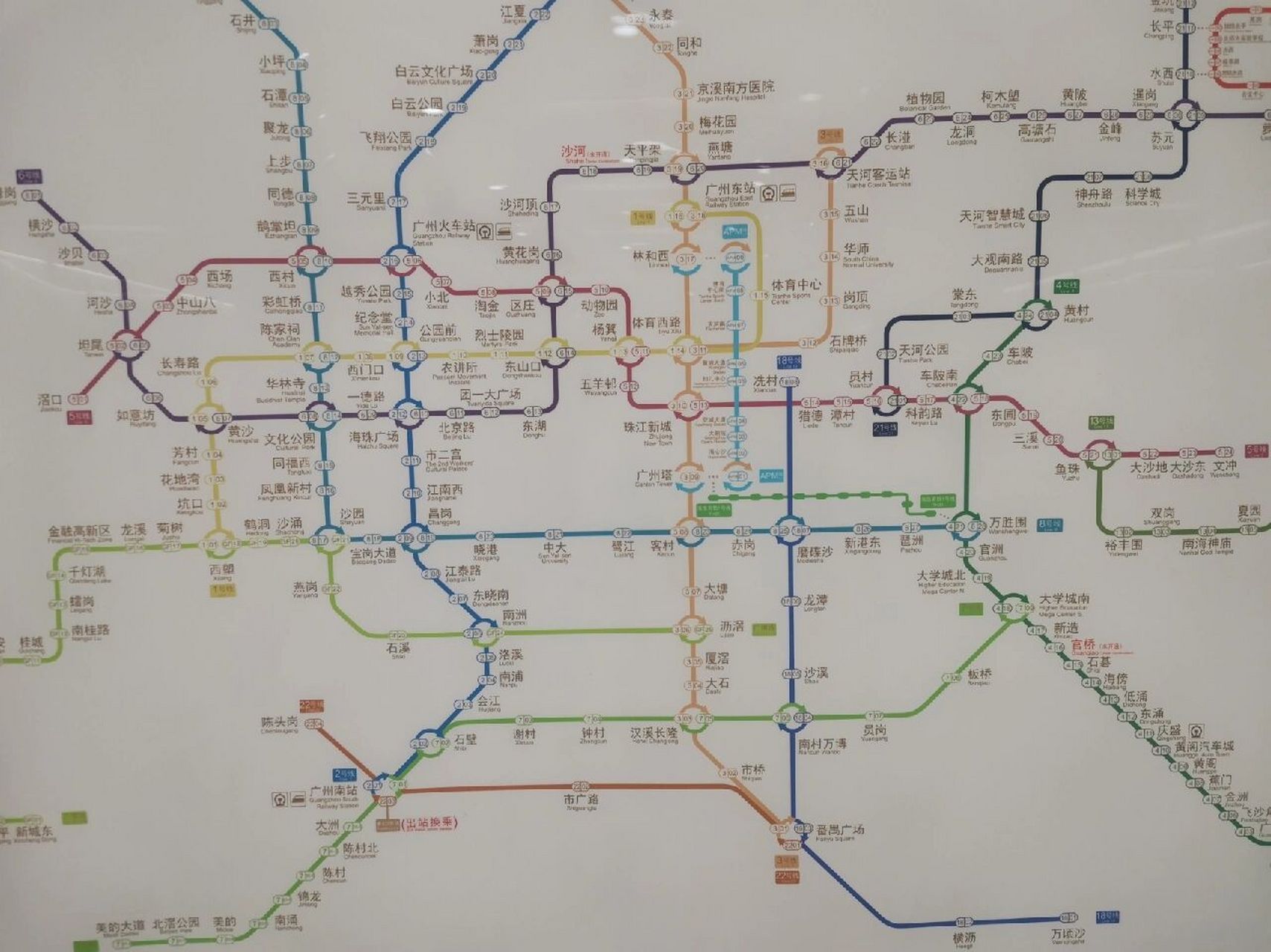 广州地铁线路图 先收藏一下 下次不能再坐过头