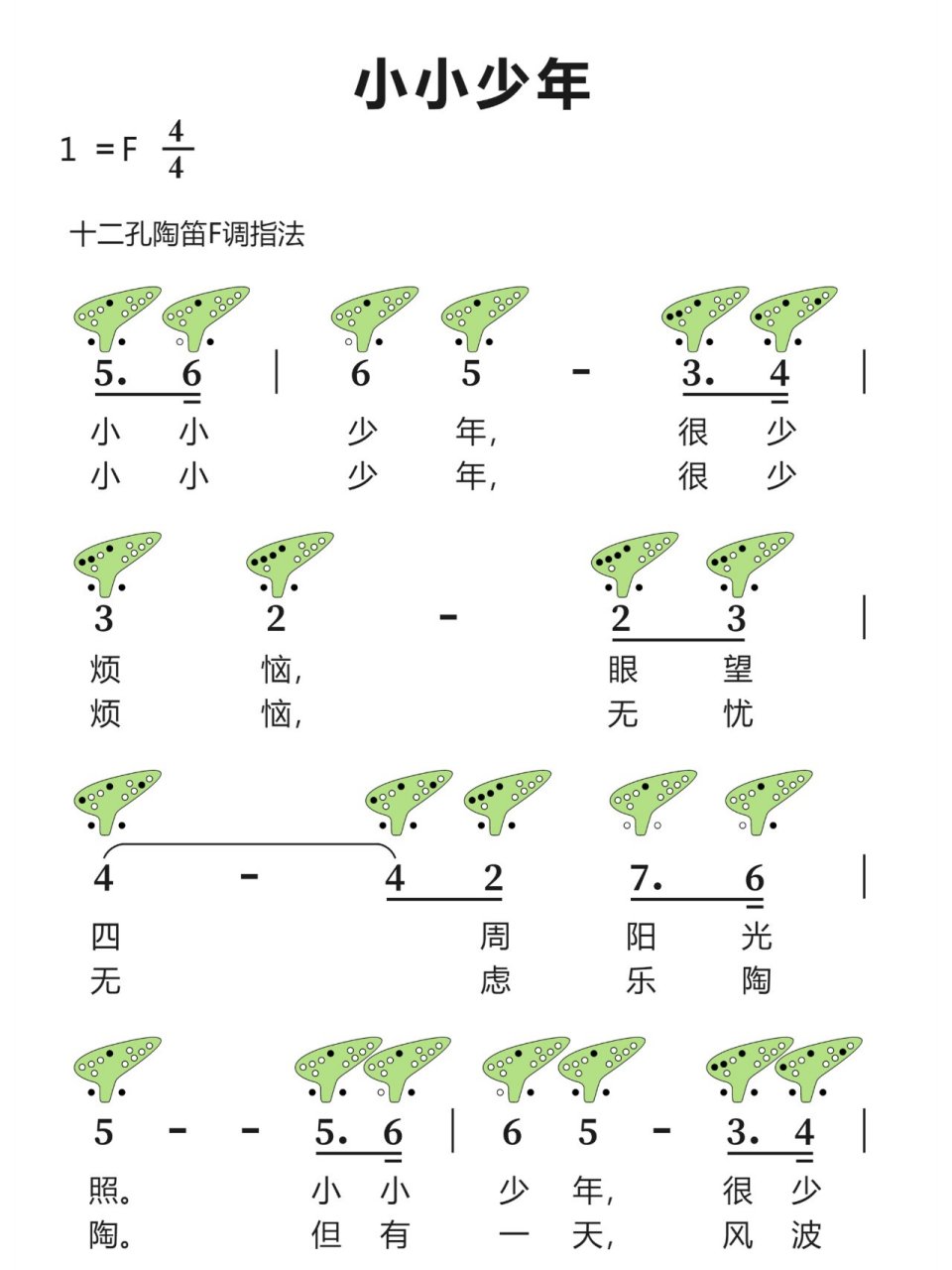 12孔陶笛入门指法g调图片