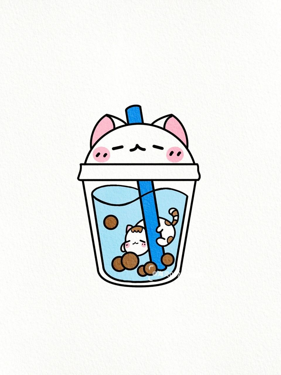 萌萌的三只熊系列奶茶|夏日饮品可爱简笔画 夏天靠奶茶续命 .