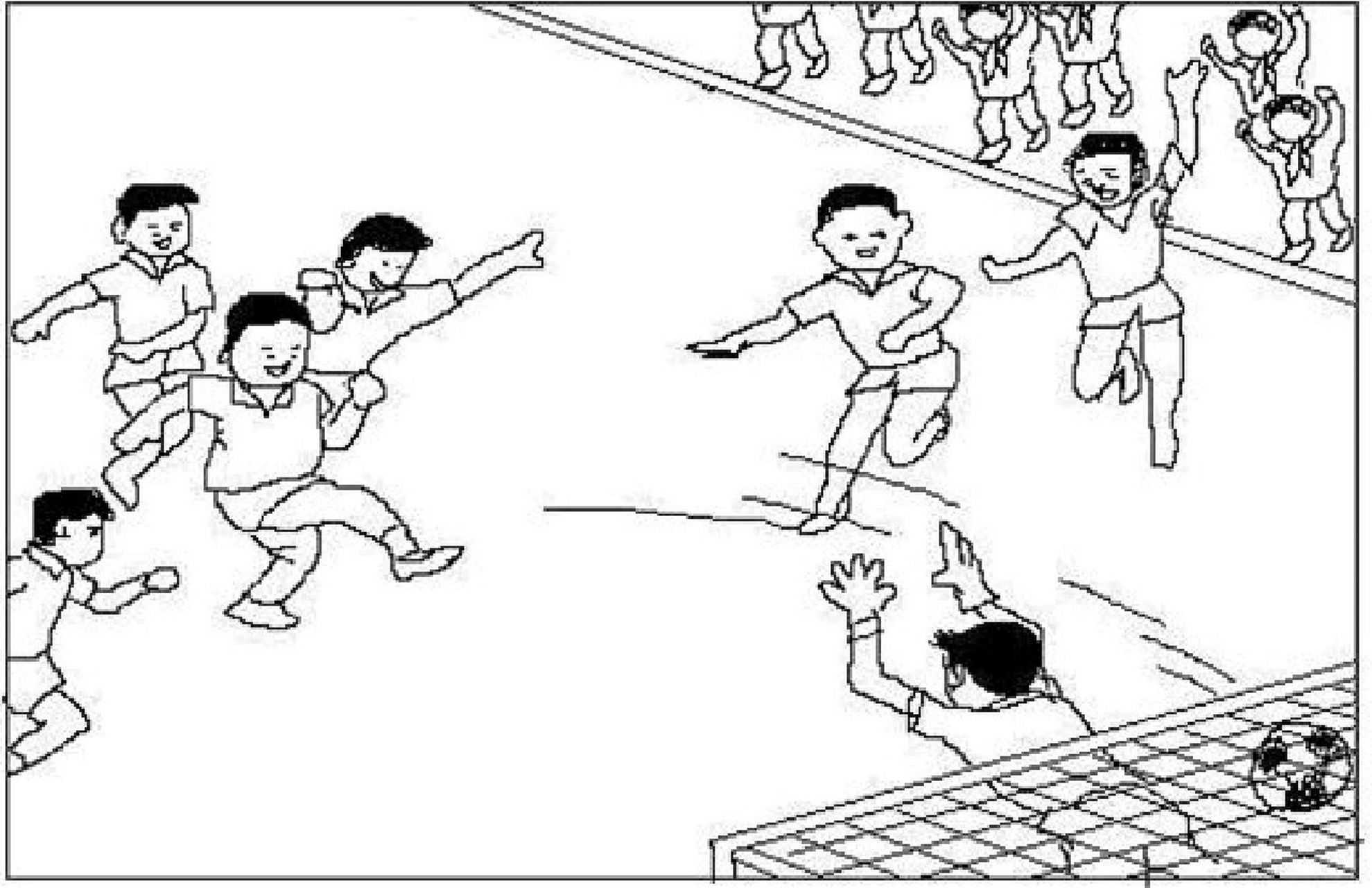 看图写话 足球比赛 星期天,学校组织了一场足球比赛.