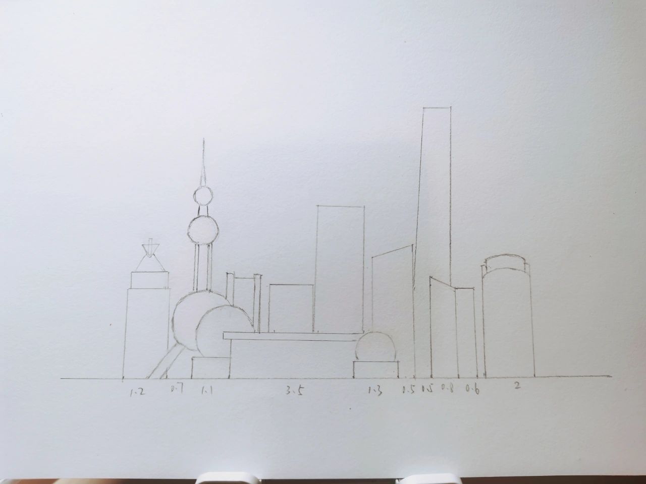 黑白简笔画d32——上海外滩(含步骤