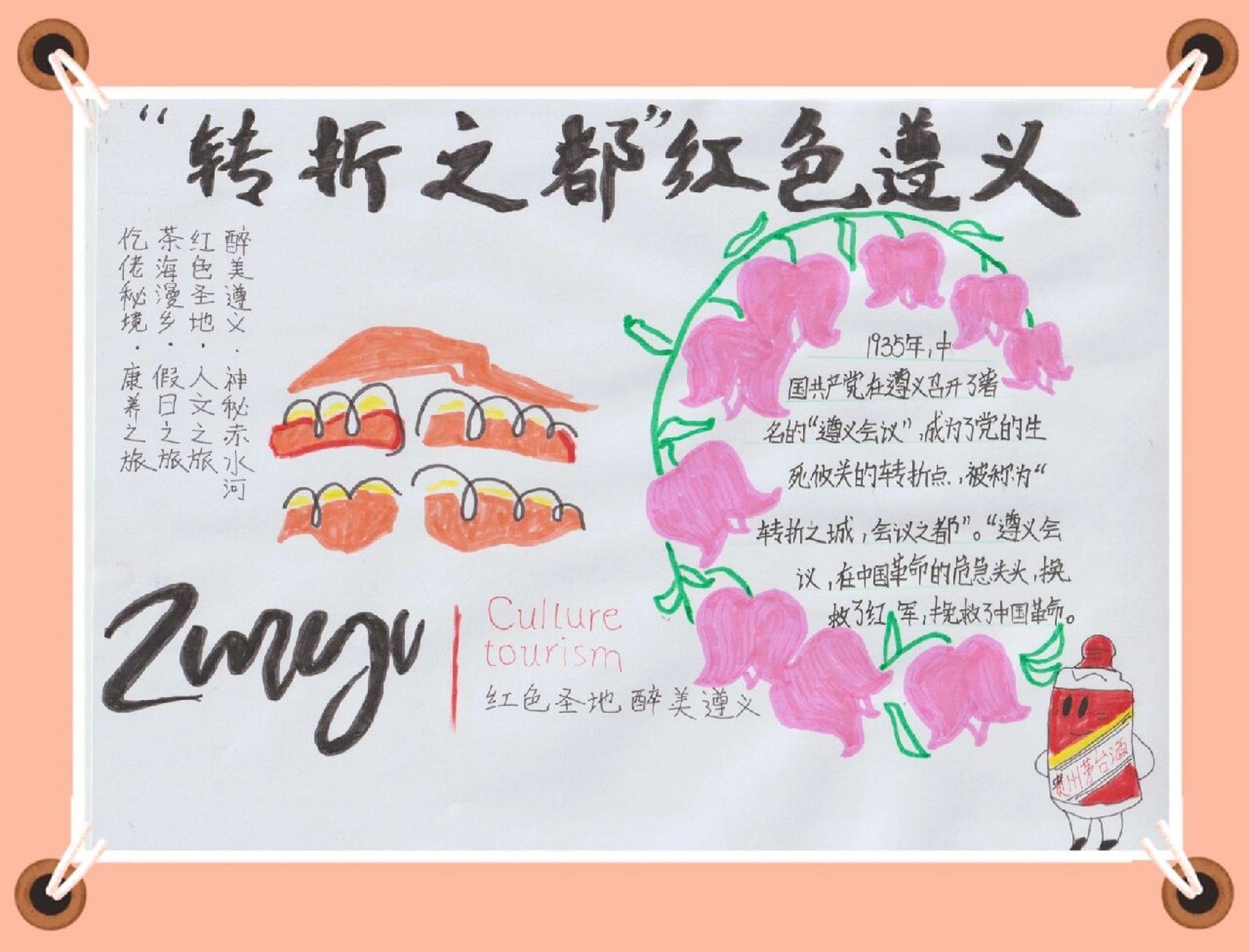 转折之都 红色遵义《醉美遵义》手抄报 遵义不仅山水秀美,还是首批
