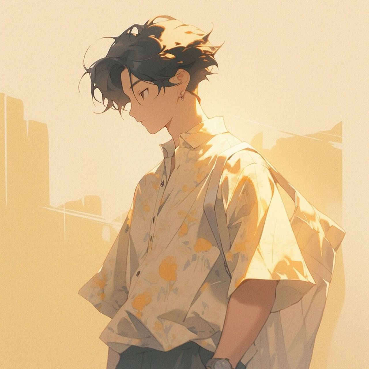 99柠檬色99男生头像 "橘黄色的日落沉默在海平线,夜色慢慢张开