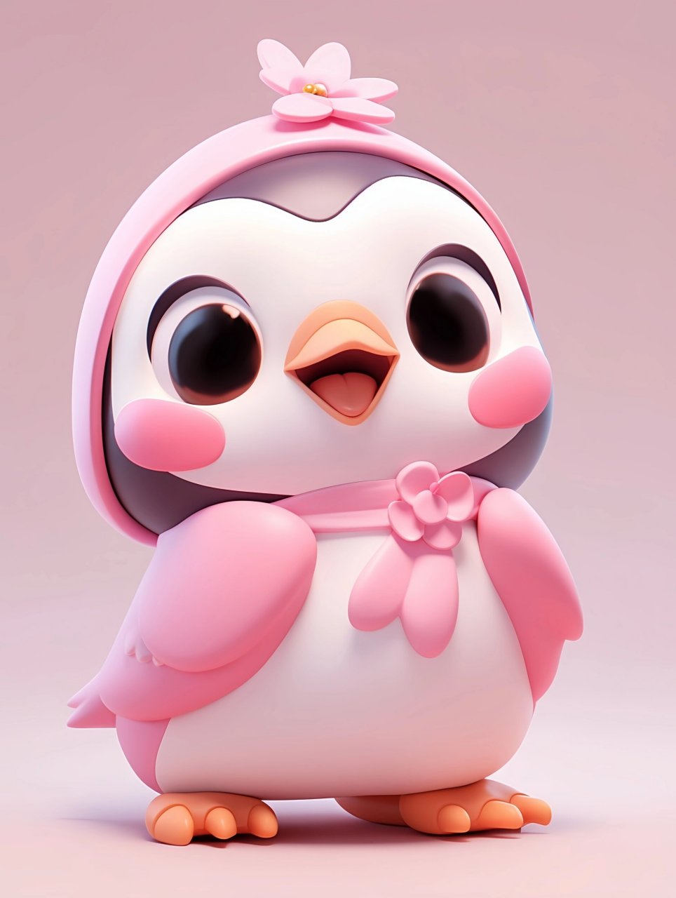 可爱的卡通粉企鹅