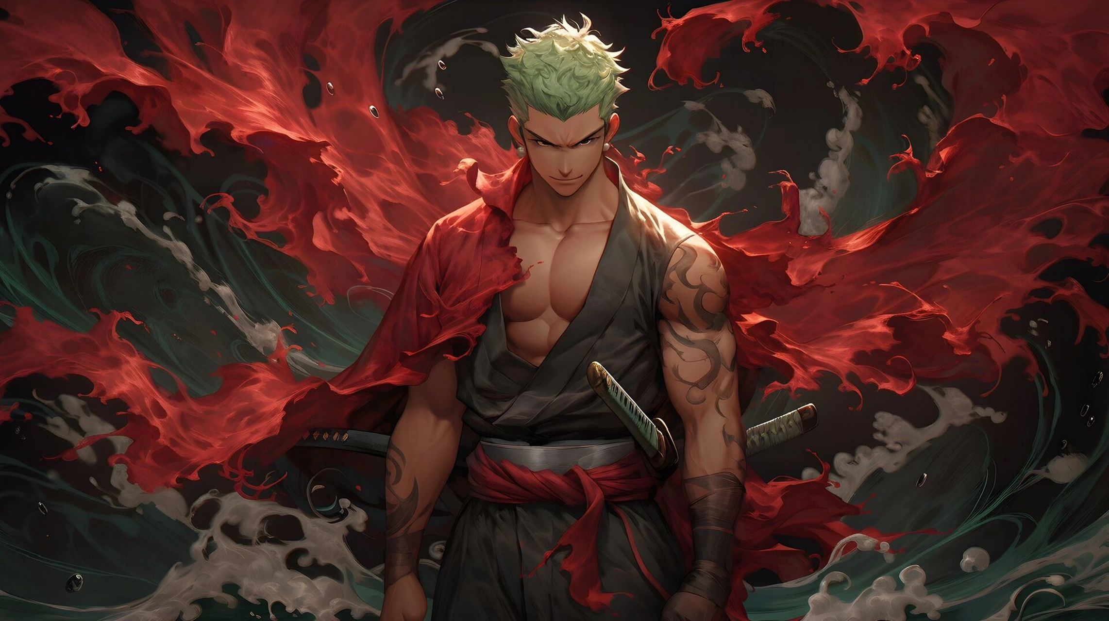 midjourney|海贼王 索隆|4k 16:9高清壁纸 美男子索隆