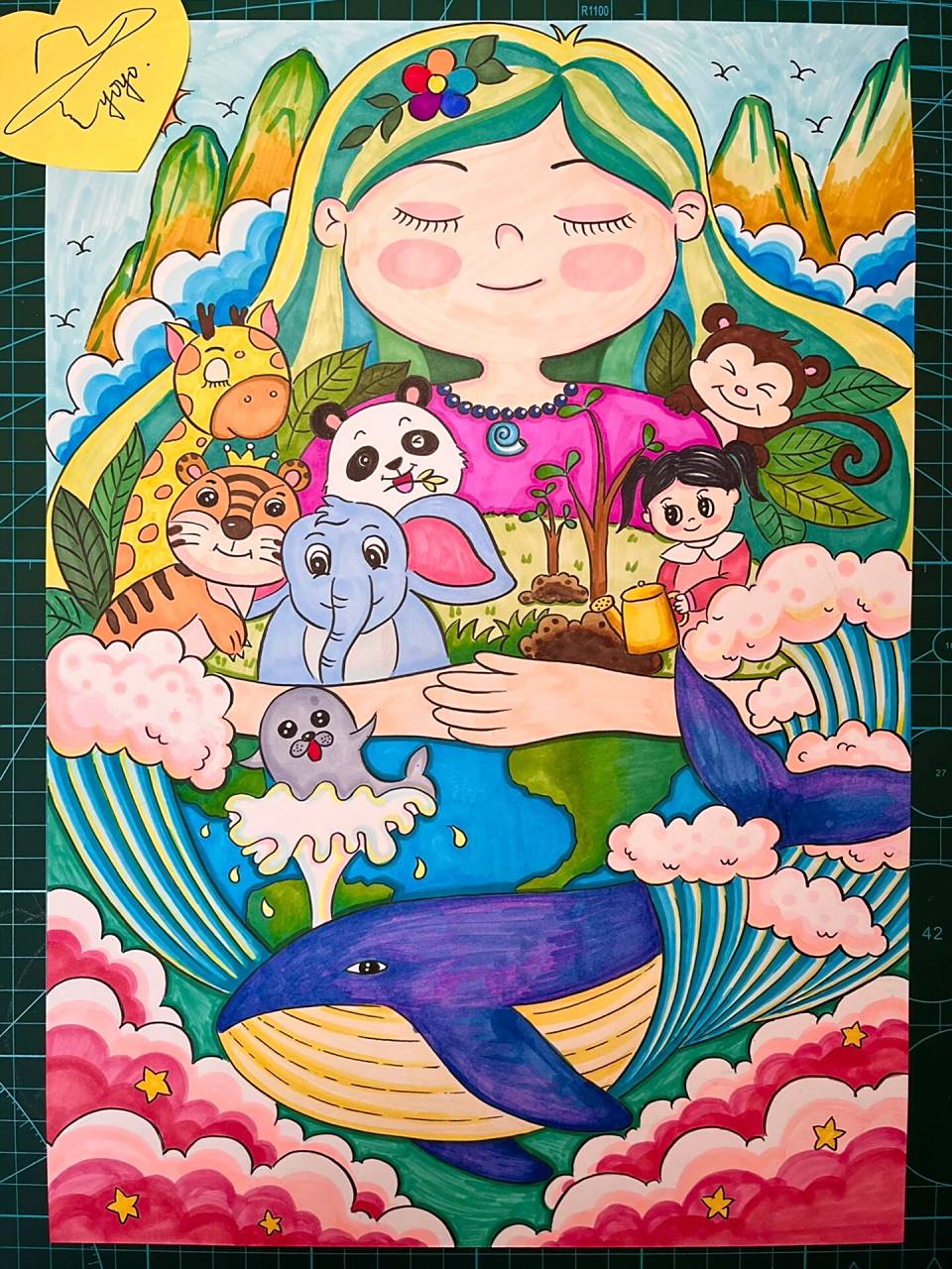 梦想家园保护地球爱护动物主题画 我有一个梦 山河无恙 天下皆安