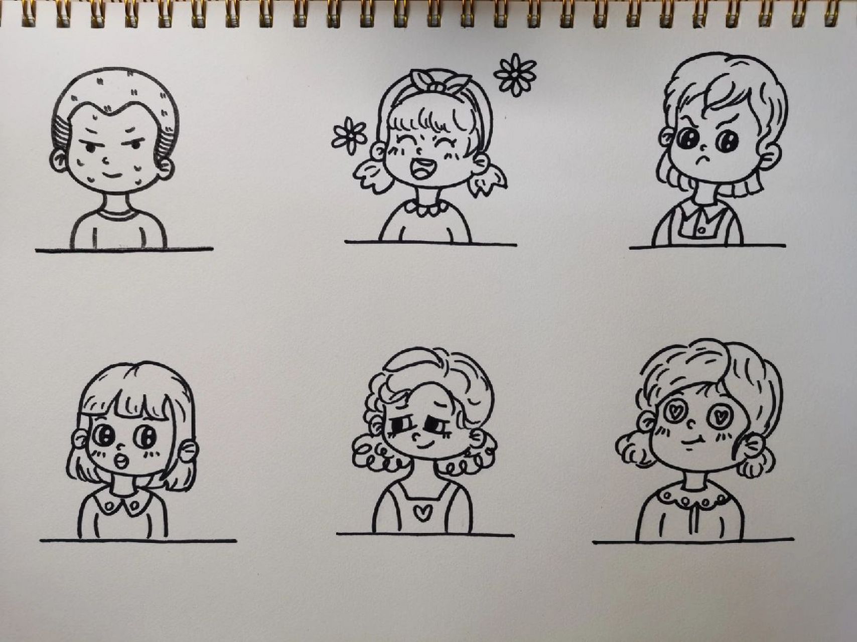 人物上半身简笔画 可以用在人物吃饭坐在饭桌旁 或者上课坐在课桌上等