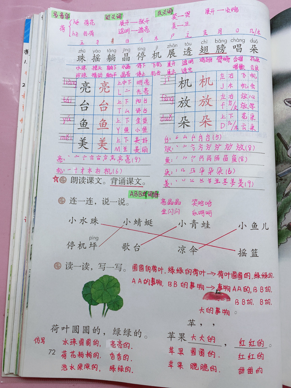 认识12个生字,认识"身"字旁,会写7个生字. 2.