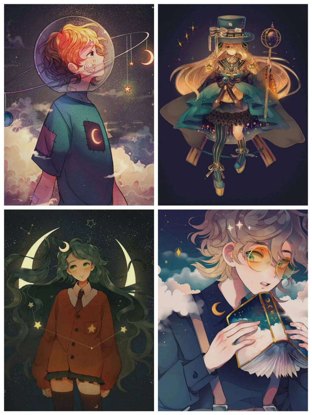 397期宝藏插画师hoshi.pan画的星辰少年少女