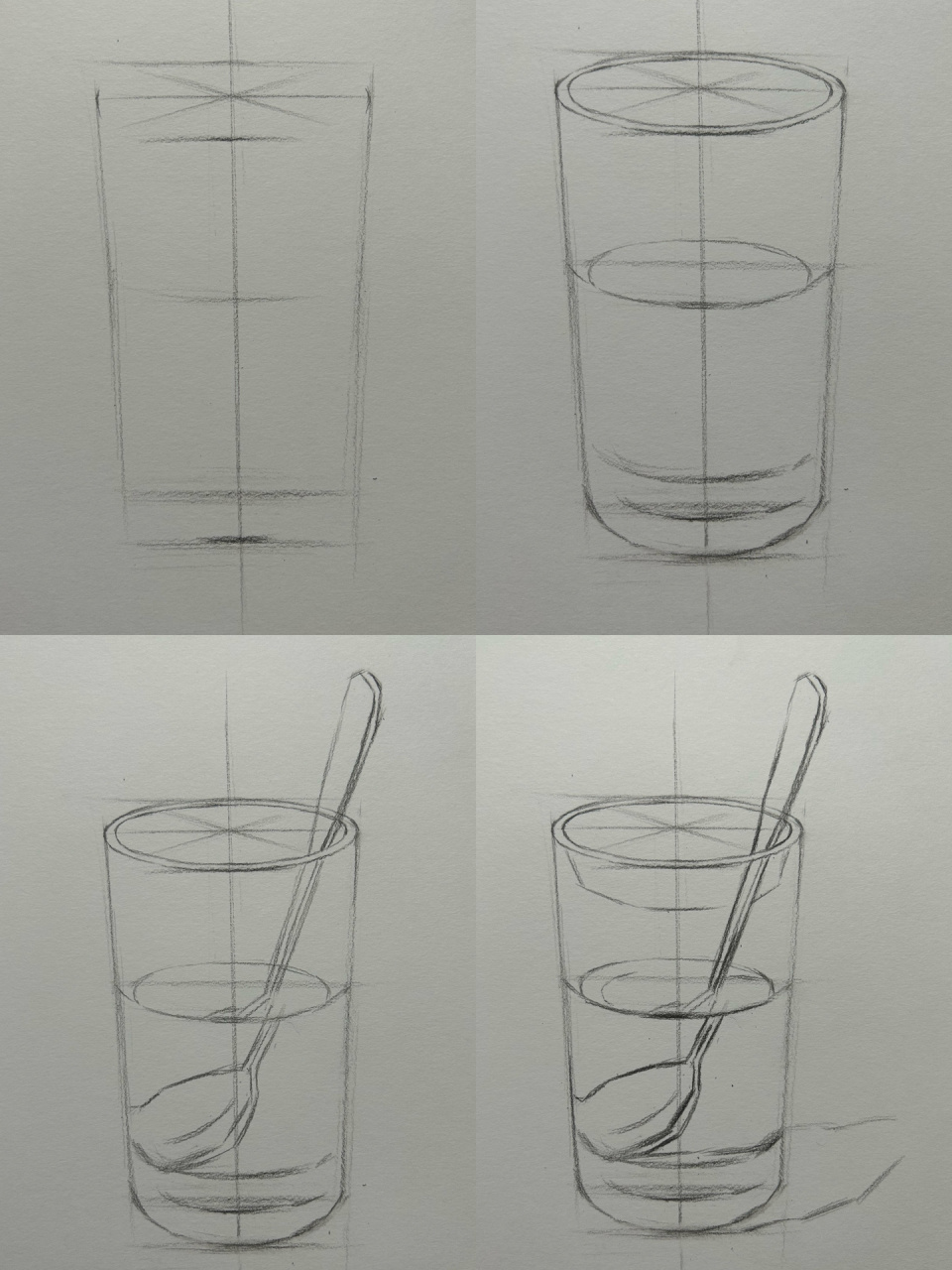 素描玻璃杯 绘画步骤图 详细的起型步骤,零基础也可以试试呐