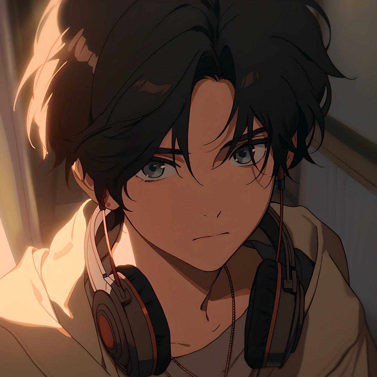 5250耳机少年5250 一组戴耳机的动漫男生头像