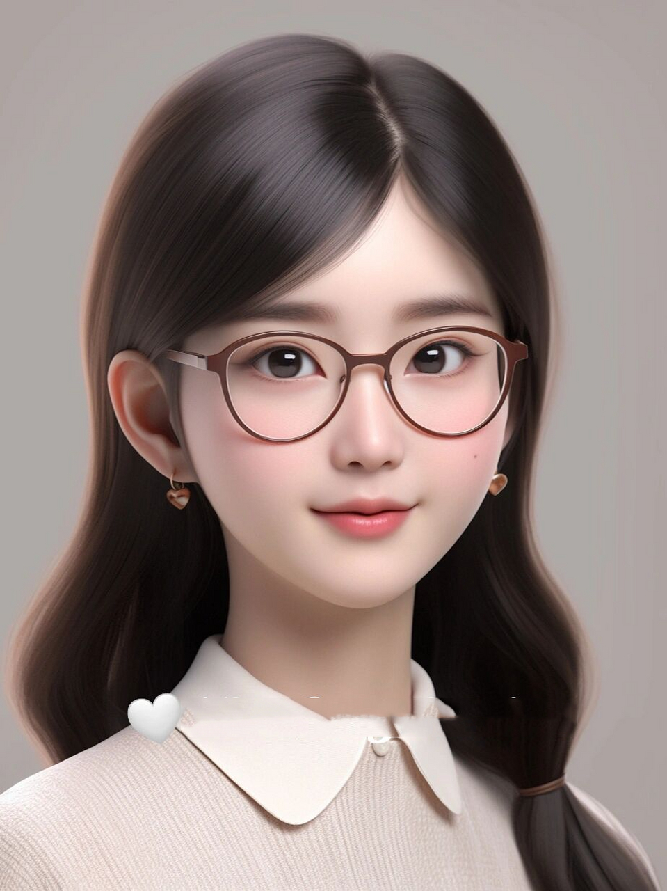 长发戴眼镜女生头像
