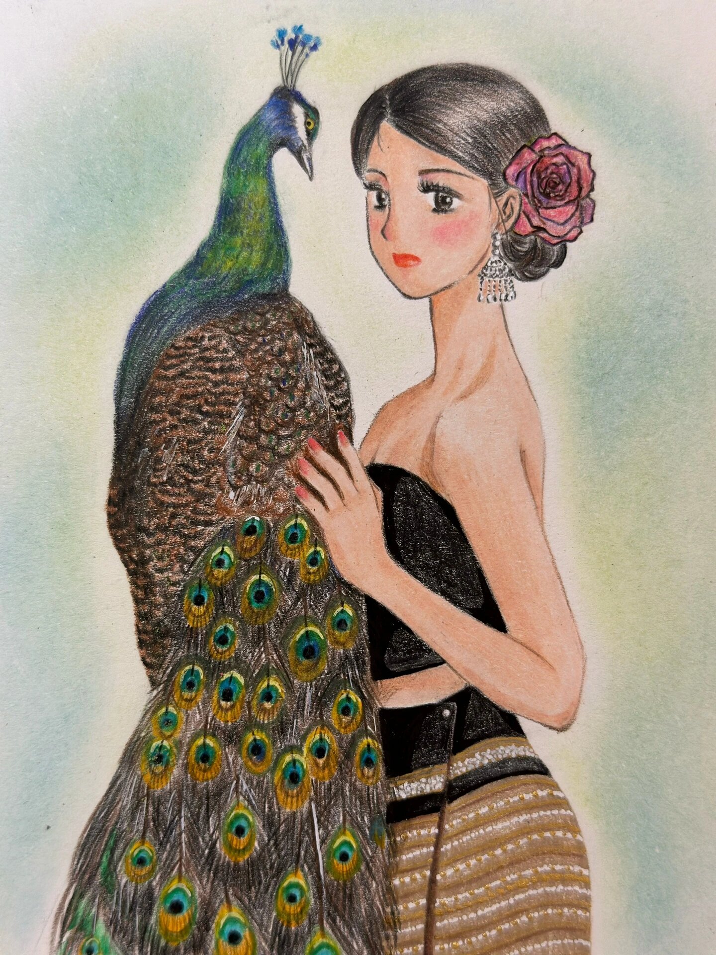 手绘:傣族姑娘.