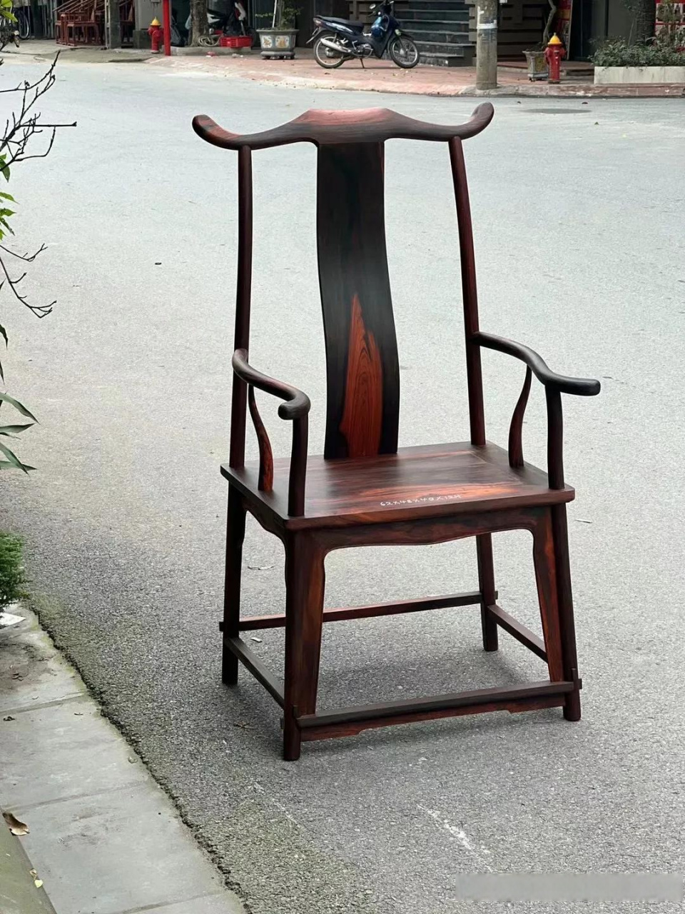 大红酸枝官帽椅三件套大红酸枝交趾黄檀