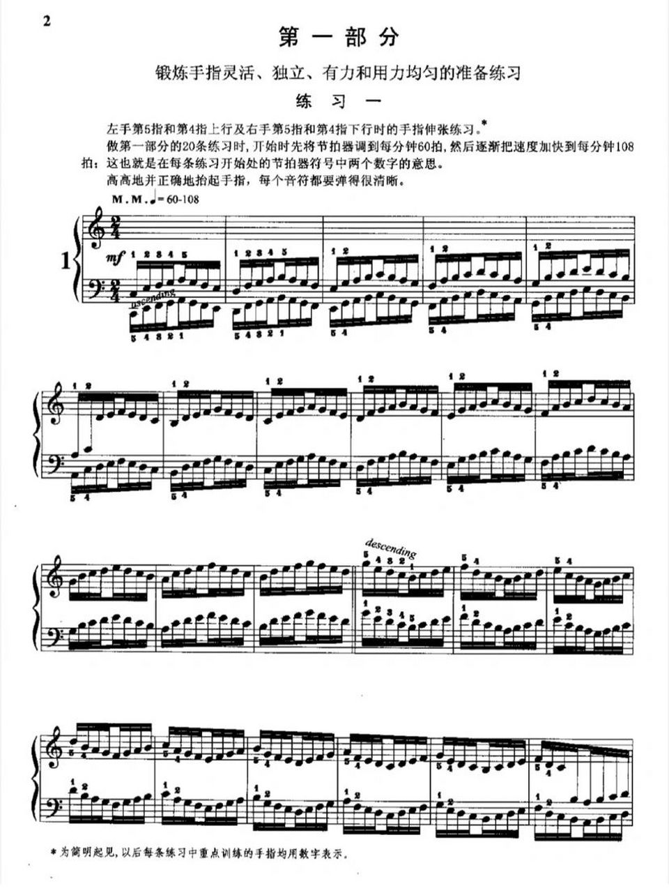 《哈农》第一条 指法练习 新手宝宝们一定要把哈农练起来哦,练习中