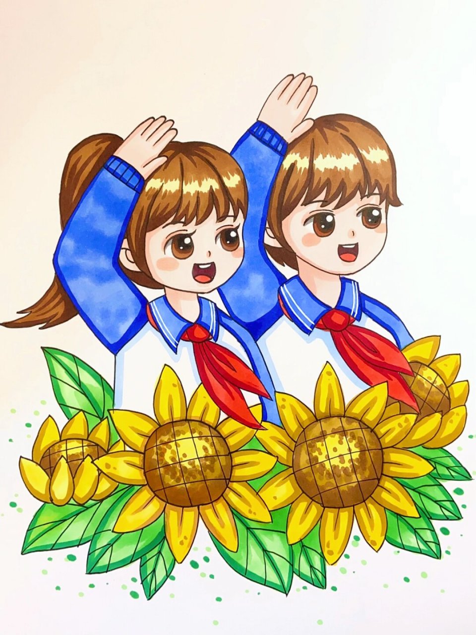 【红领巾主题画05】少儿美术儿童画(含线稿) 9678787878