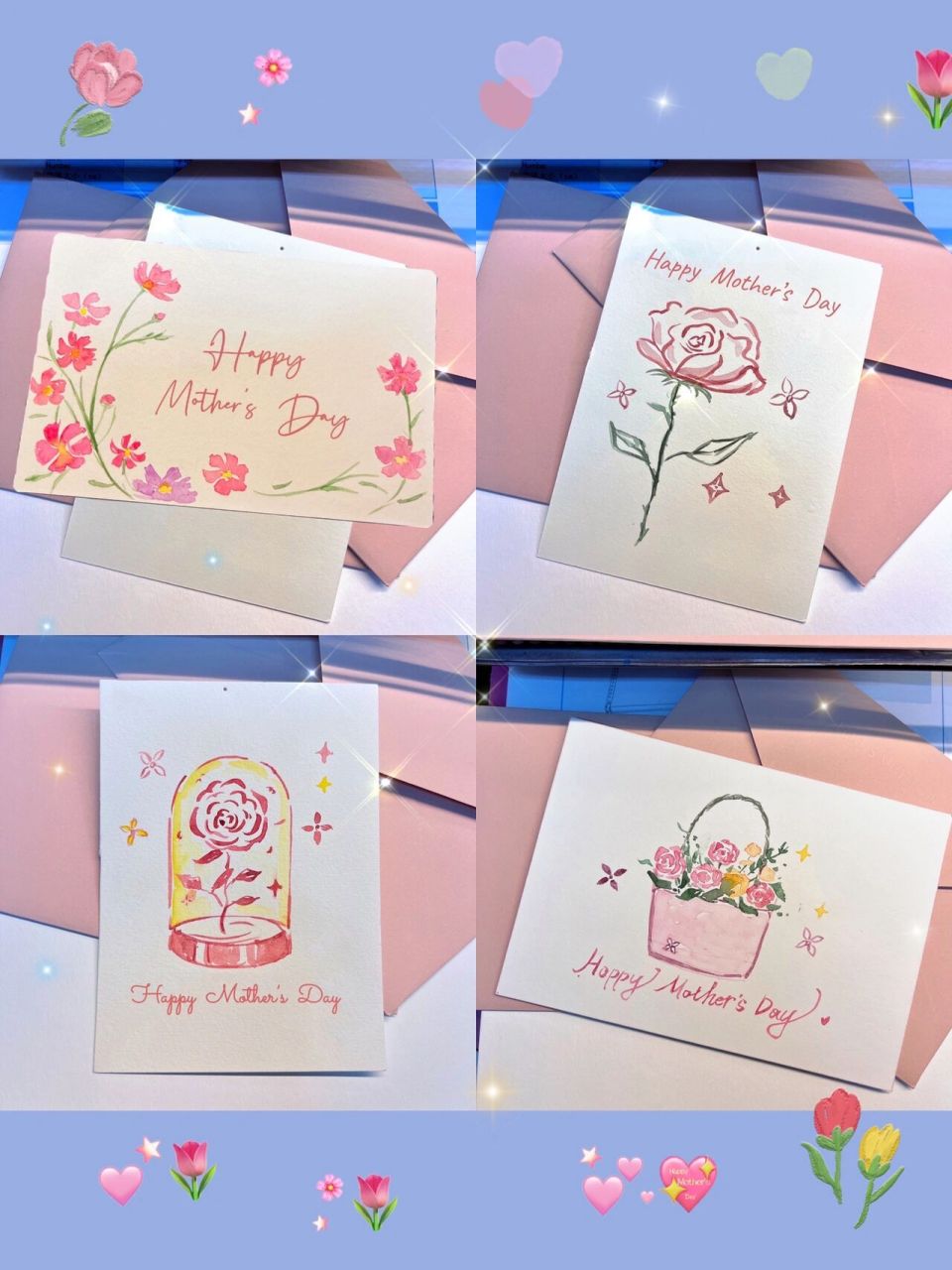 手绘母亲节贺卡9378|附教程78 超级简单的手绘贺卡,五分钟搞定