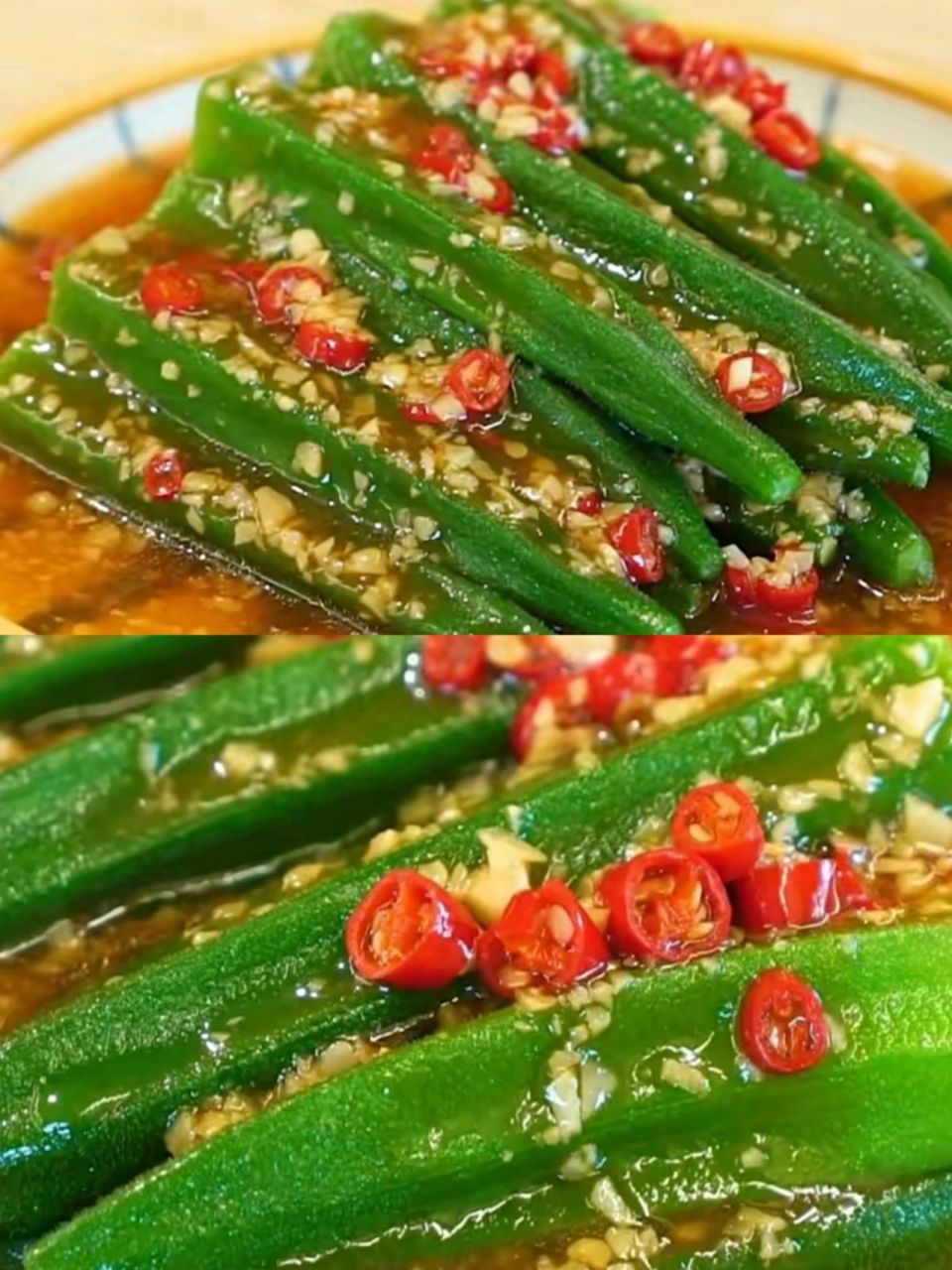 白灼秋葵,最好吃最简单的做法 食材准备:秋葵,大蒜,小米辣 调味料