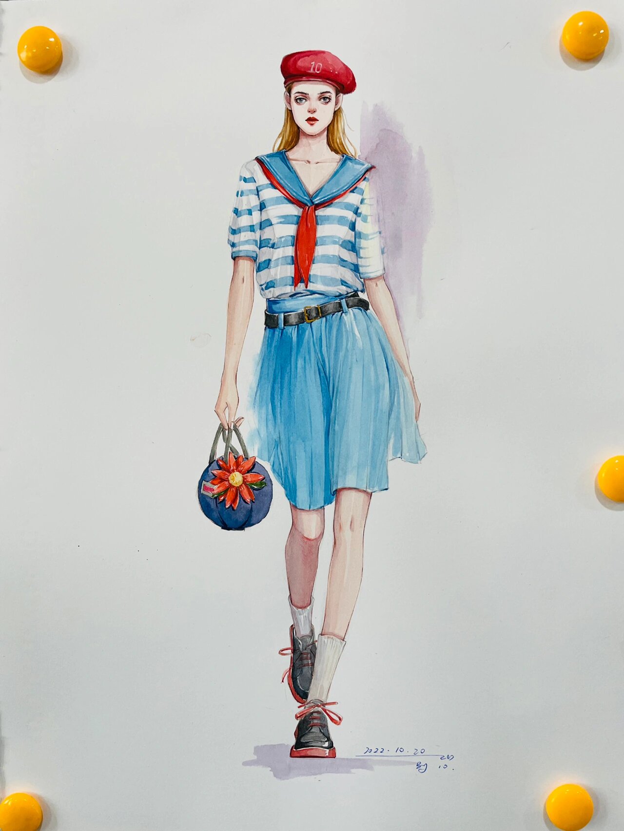 水彩时装画——校服示范