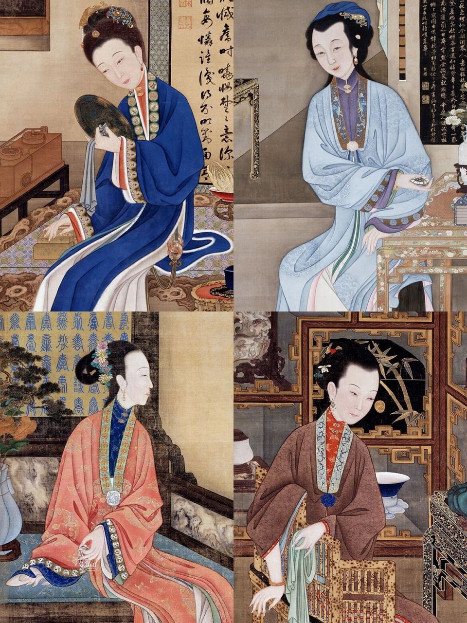 古风清朝宫庭妃子|雍正十二美人图 清宫旧藏有一套《雍正十二美人图》
