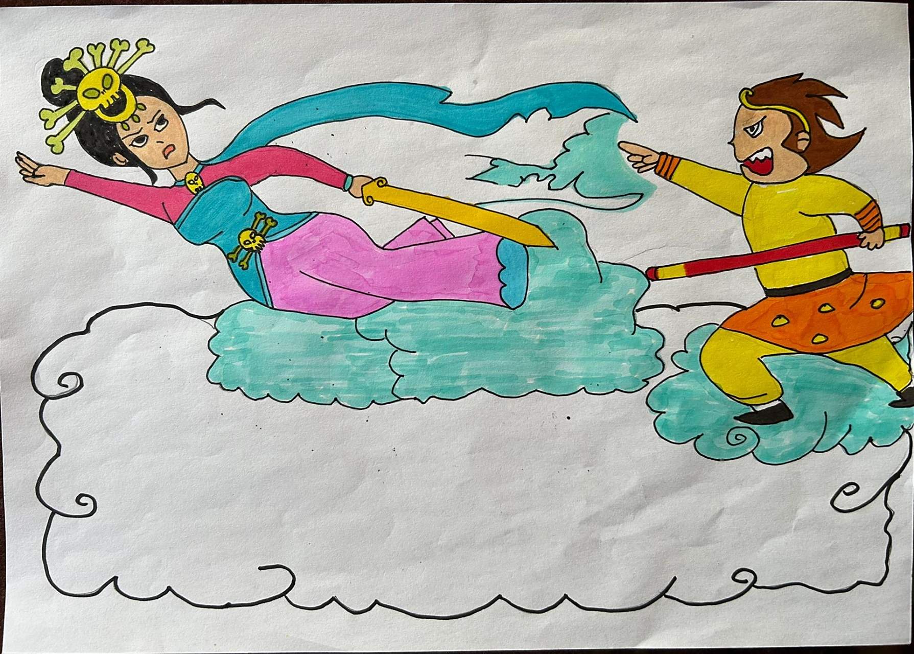 西游记孙悟空三打白骨精简笔画 西游记孙悟空三打白骨精简笔画