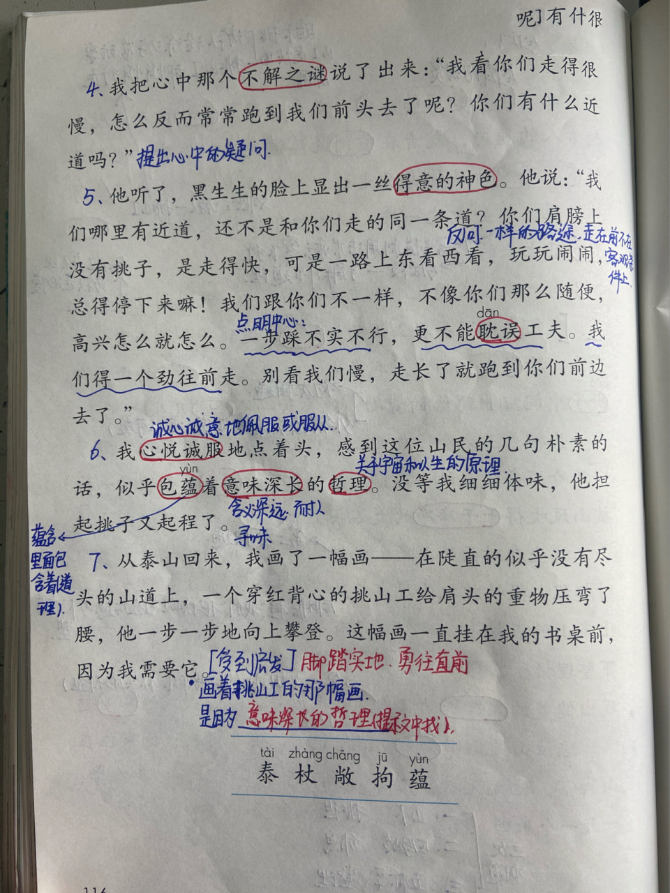 四年级语文下册第二十五课《挑山工》课堂笔记94