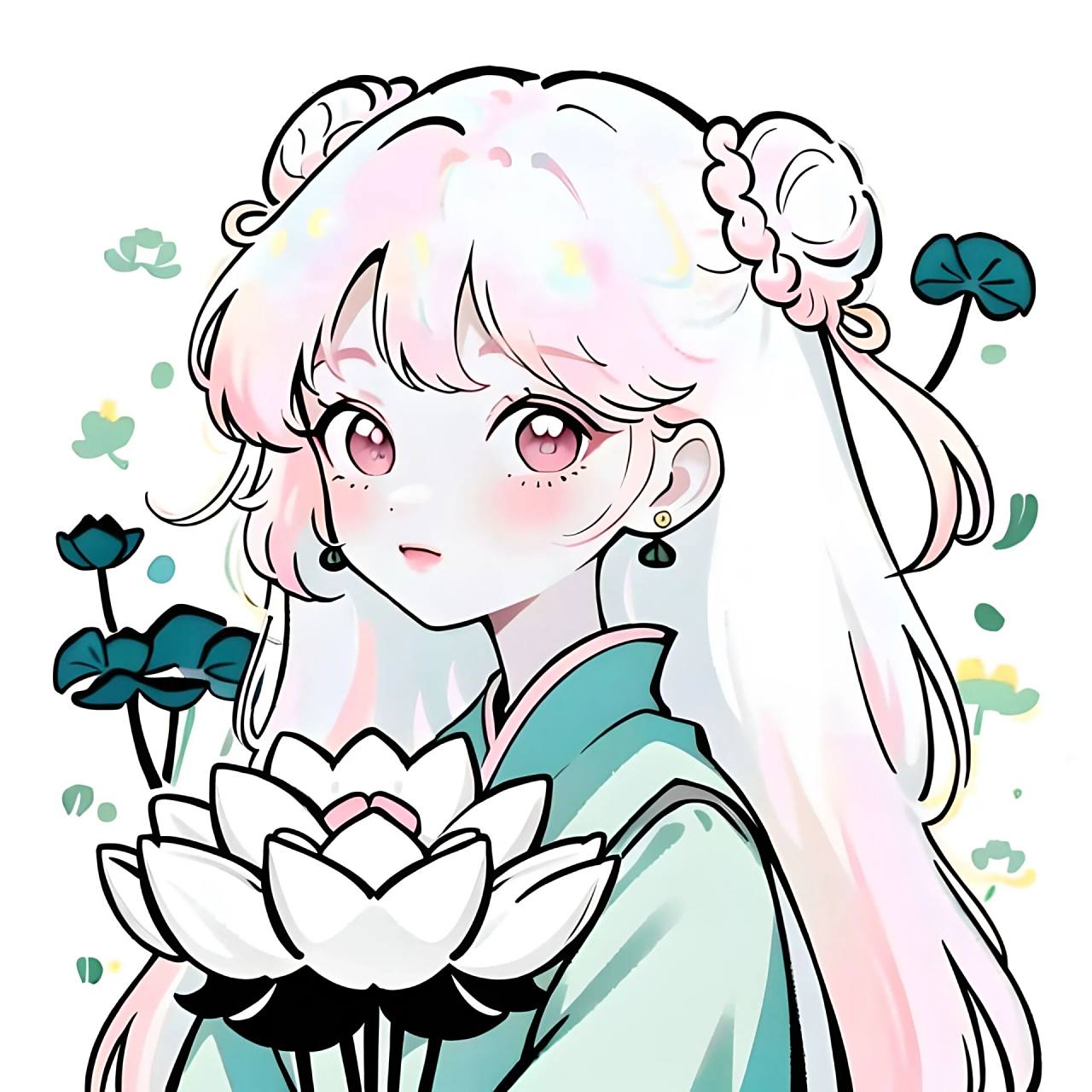 古风极简头像-七月荷花   99十二花神系列之七月荷花99接天莲叶