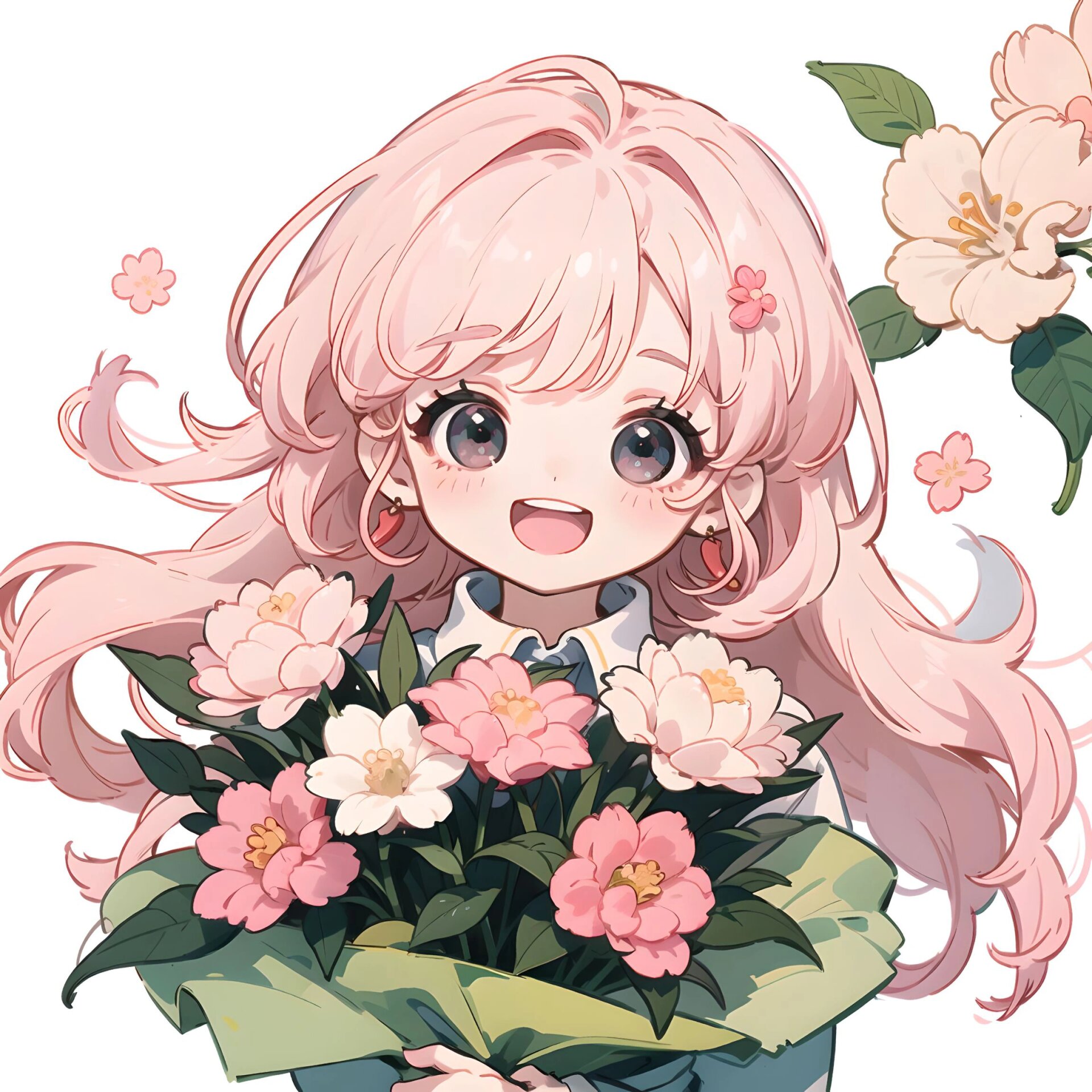 可爱女生头像抱花系列之桃花