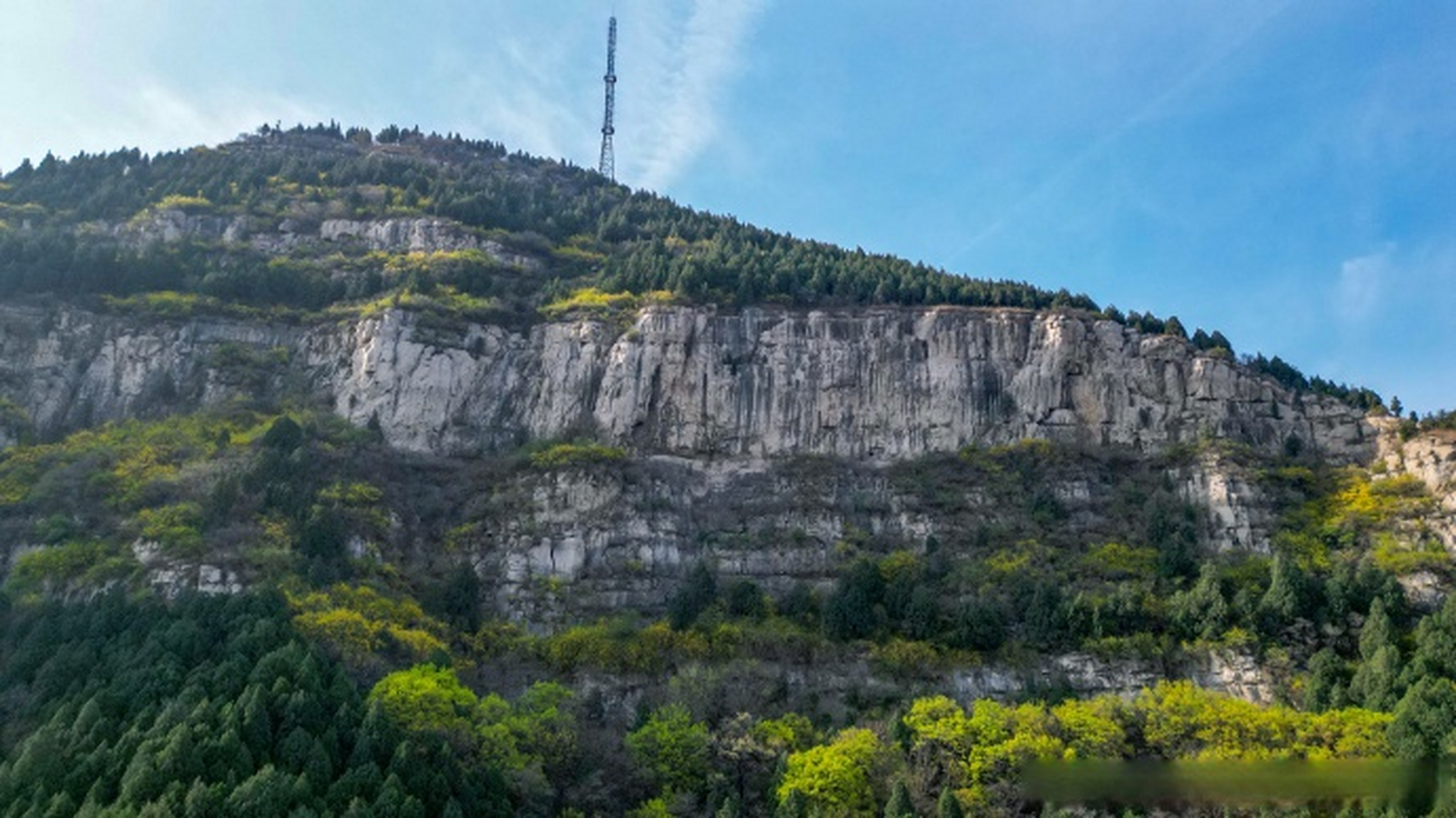 #最in山东打卡地#  在济南佛慧山上,登山步道两旁和悬崖绝壁上开满了