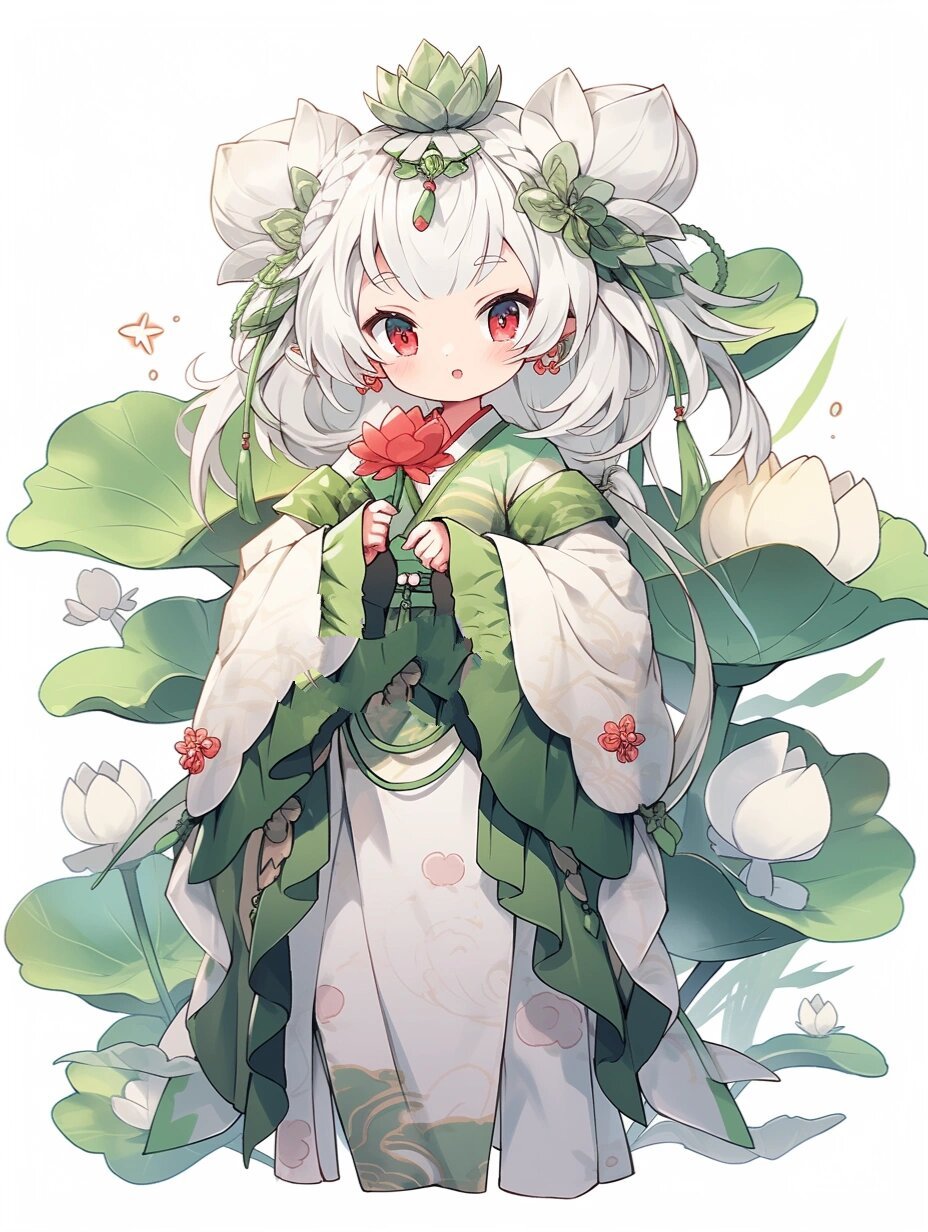 ai国风|q版人物·荷花小仙🪷 雨露之晶莹, 碧叶之清圆, 风荷之亭亭.