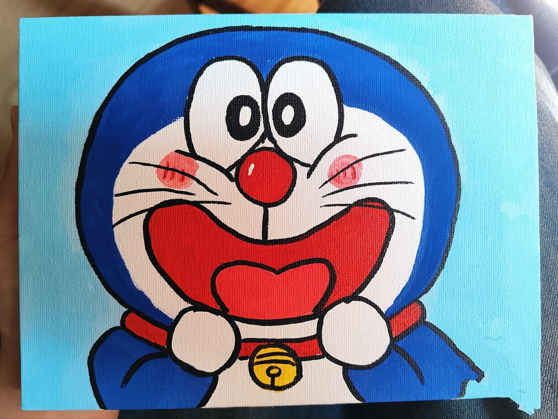 哆啦a梦水粉画