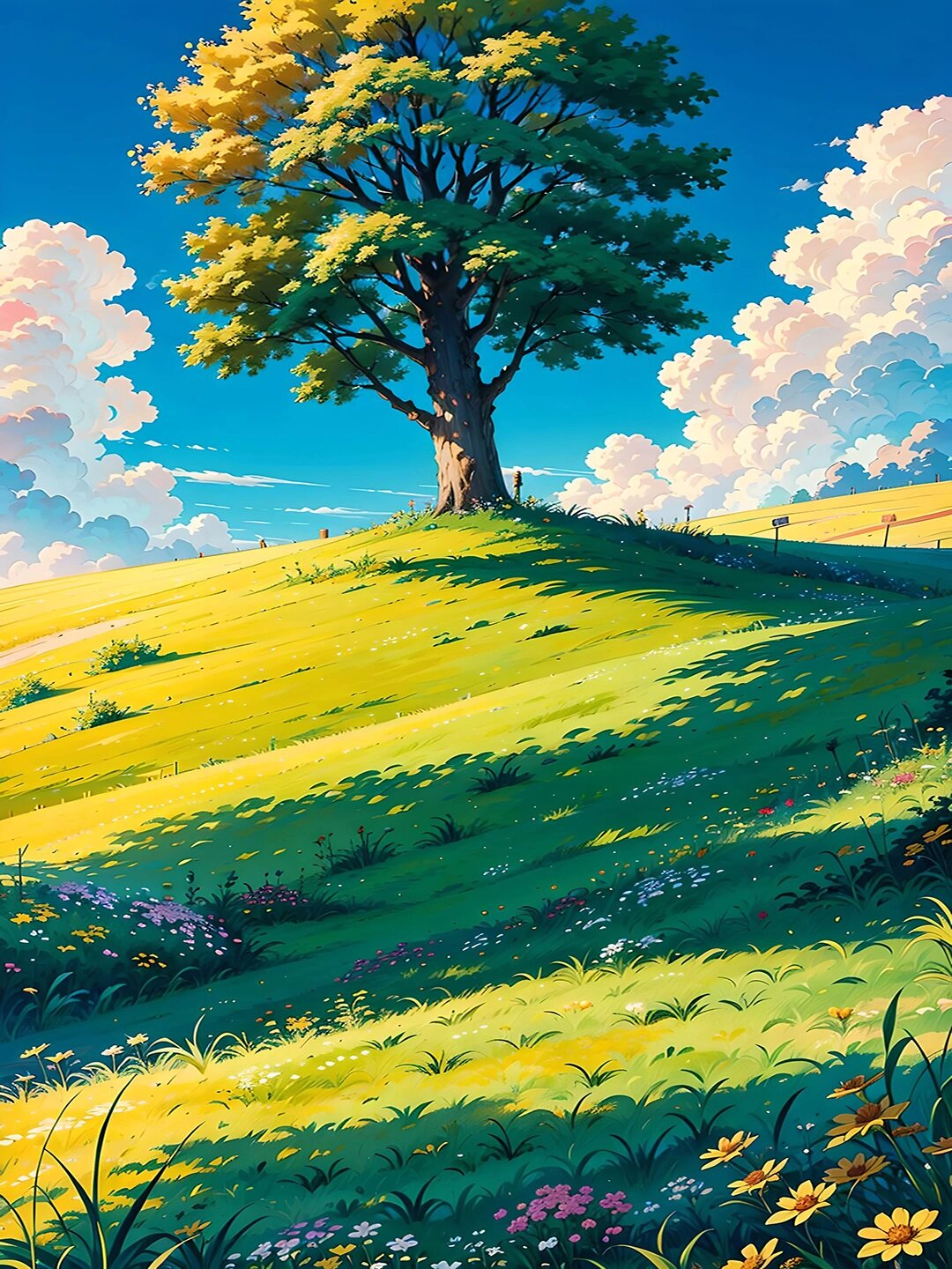 蓝天下的一颗小树 躺在草坪上,看着蓝天白云,回忆一下美好的记忆