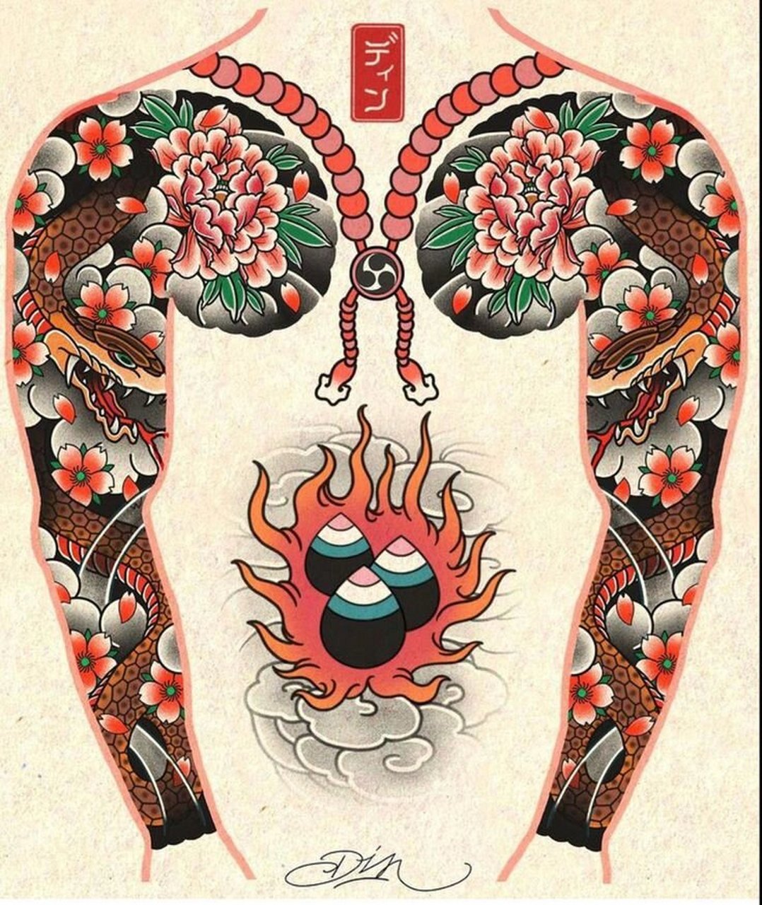 老传统全甲花臂纹身手稿 武汉龙族纹身 分享老传统全甲花臂纹身手稿