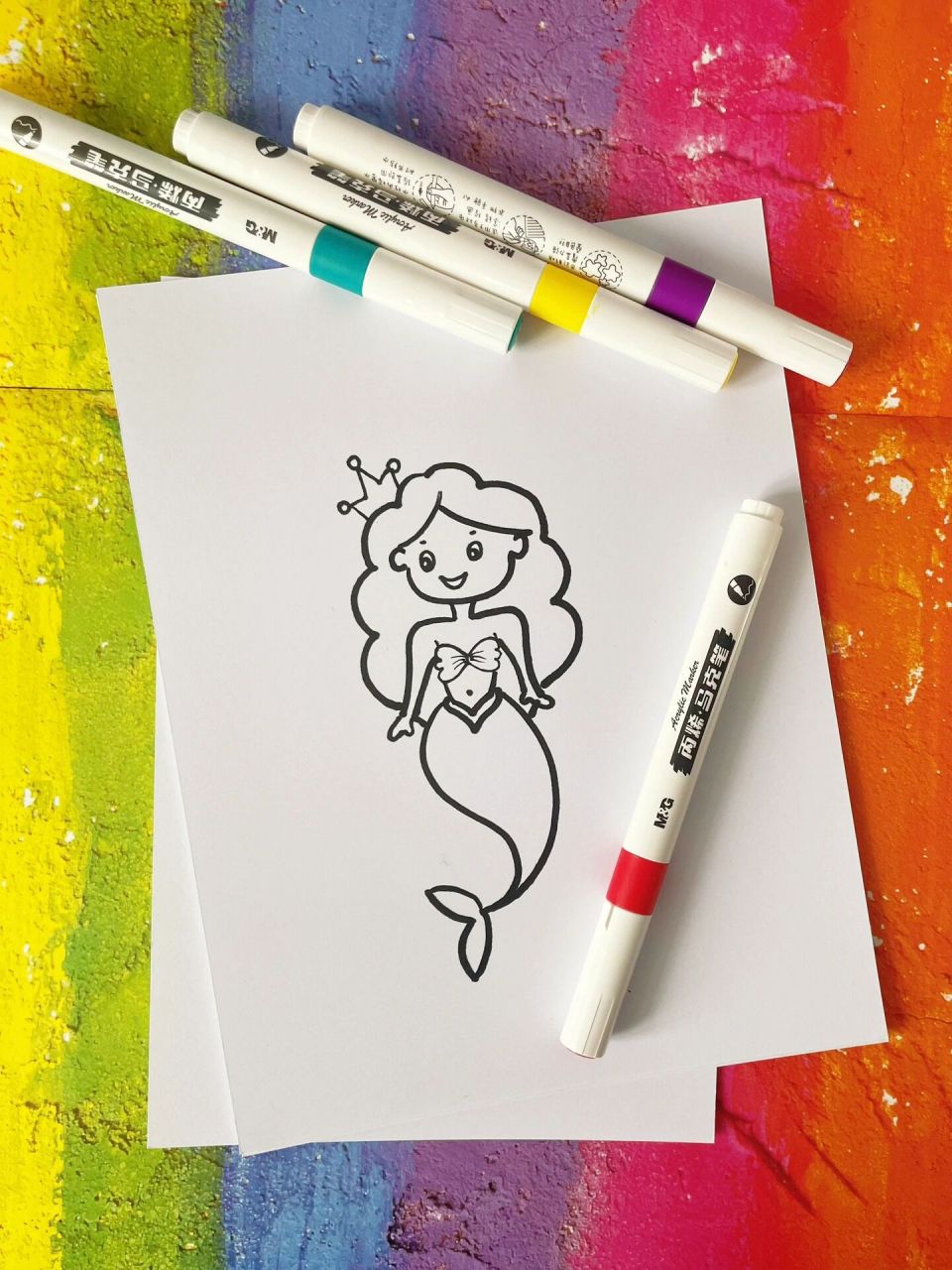 漂亮的美人鱼简笔画怎么画?