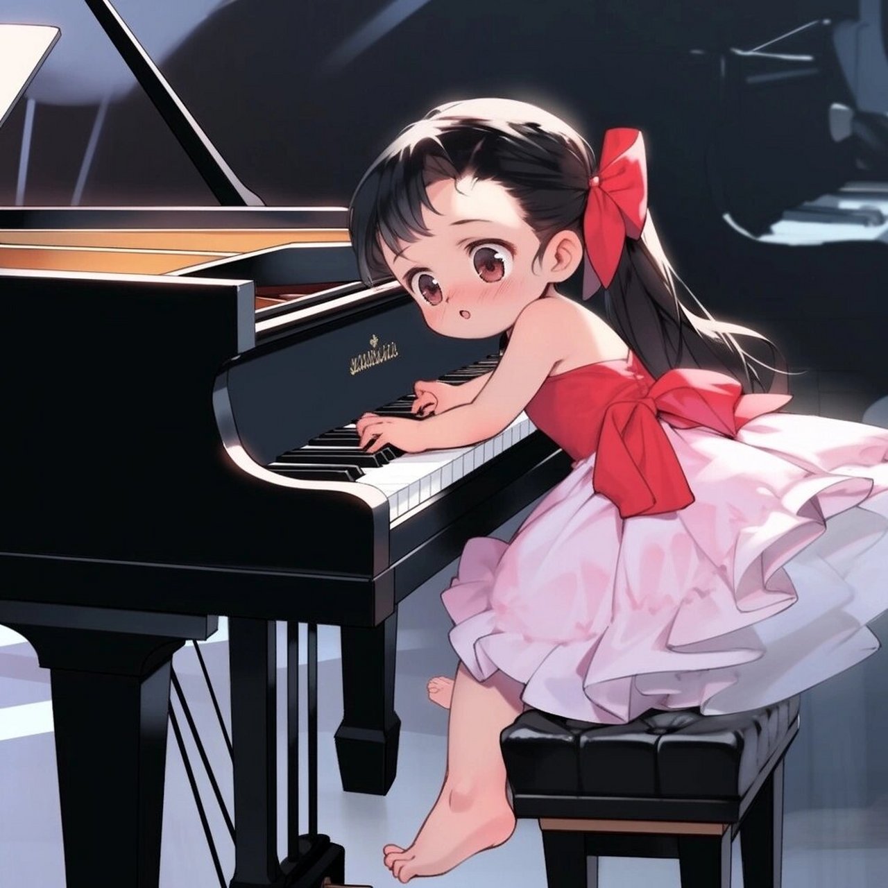 弹钢琴漫画唯美图片