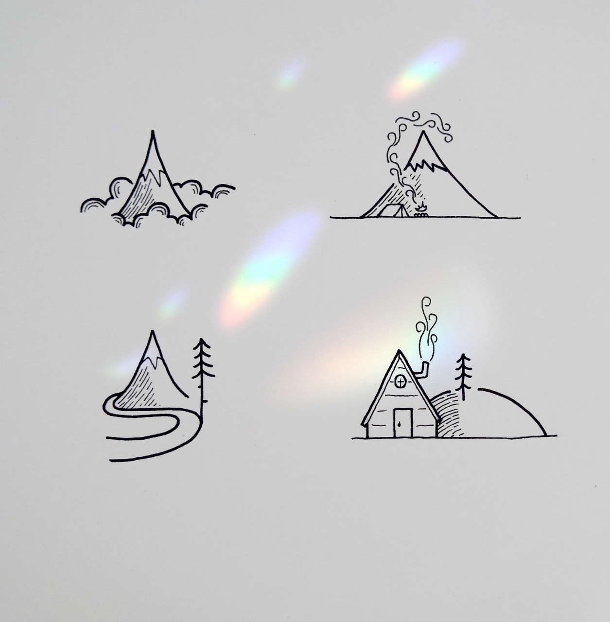 黑白简笔画48/100|小山丘系列-手绘附过程 今天也是系列画 小山丘