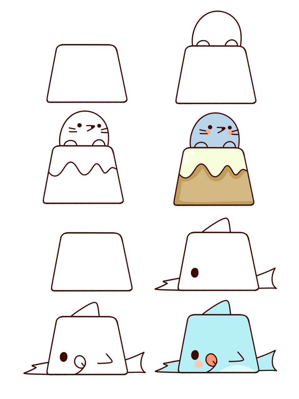 超简单简笔画→用一个梯形画出各种小动物 拯救手残党,以梯形为基础