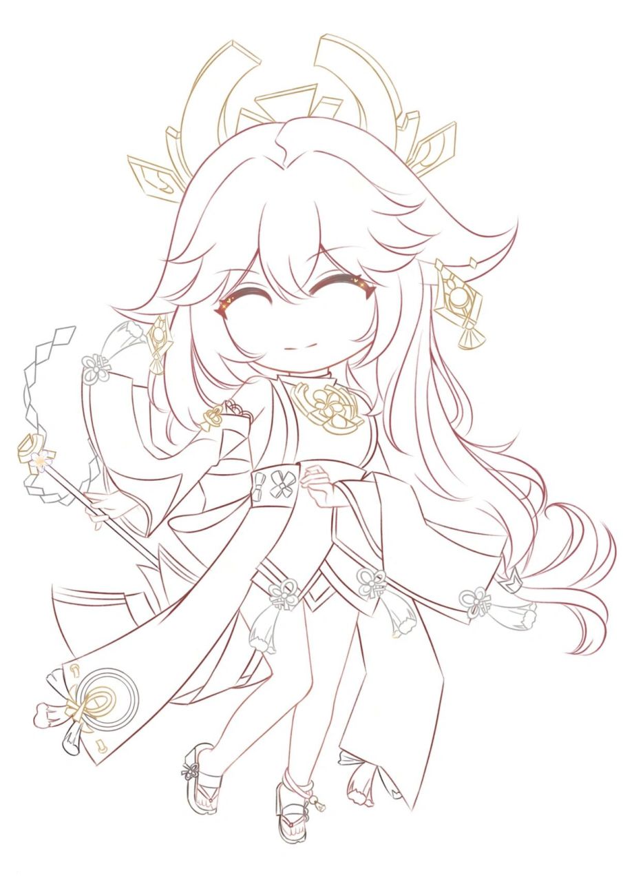 q版练习|原神八重神子 我的神明,就托付给你了.