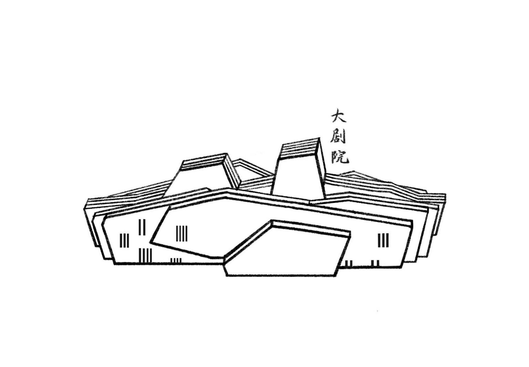建筑简笔画—人民大礼堂,大剧院,磁器口 夜深了 翻开一本书 盖在泡面
