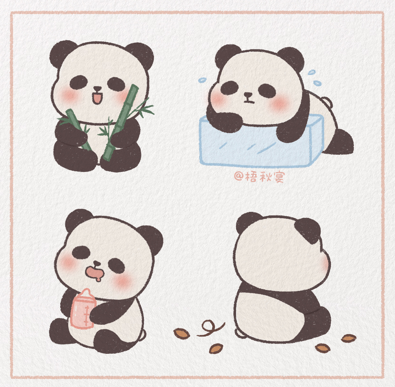 熊猫一家三口简笔画图片