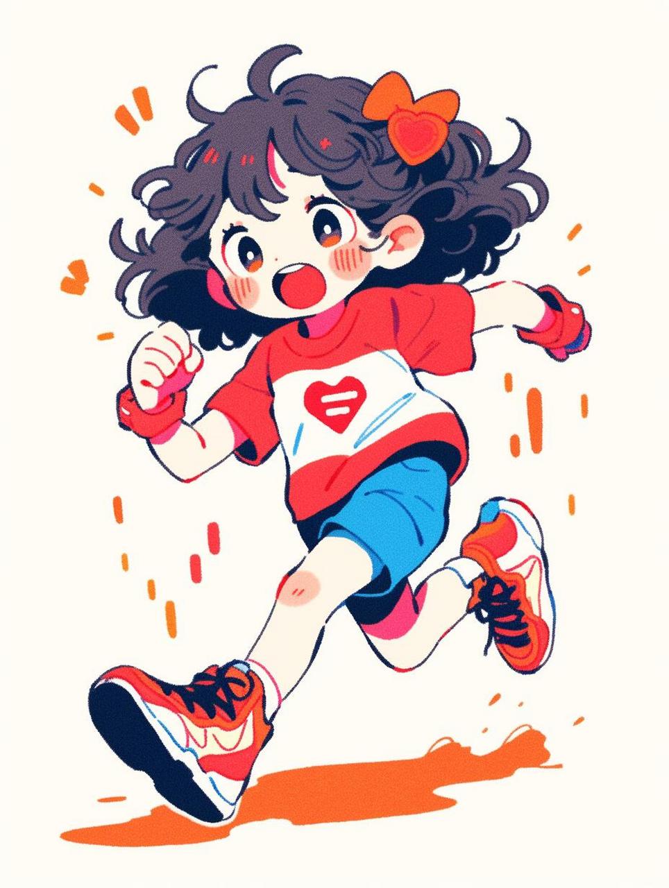 【插画】亚运会结束后,校园运动会搞起来~ 分享一组插画 奔跑的身影