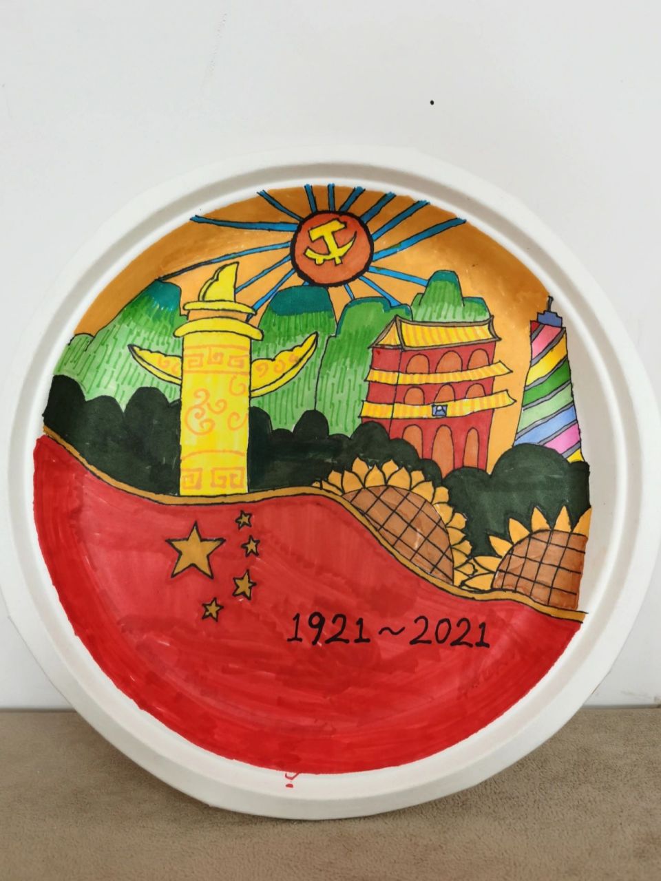 红色主题 盘子画