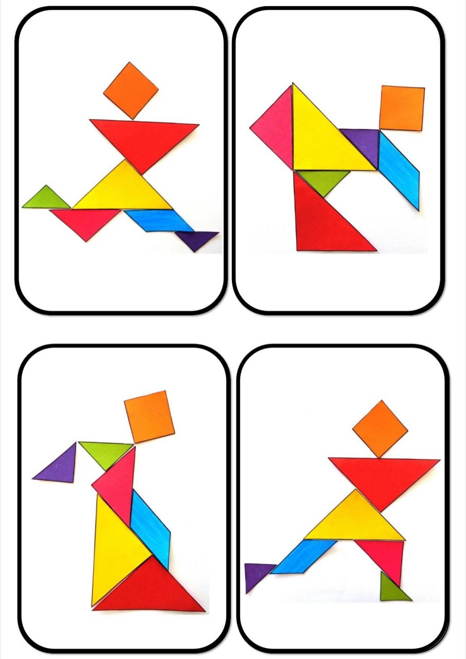 七巧板人体形态趣味拼拼乐 电子素材可以直接打印裁剪过塑,可以让幼儿