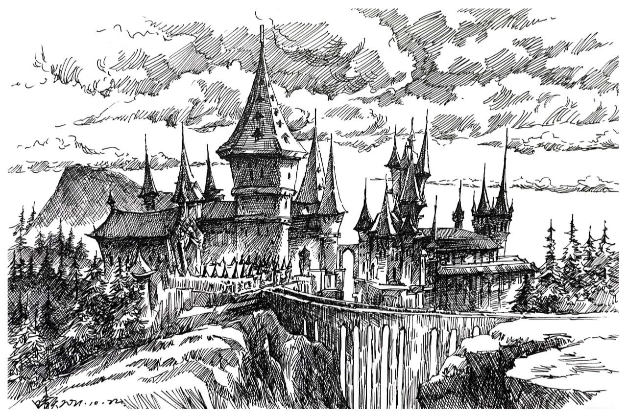 手绘速写哈利波特魔法学院 这场景好看吗