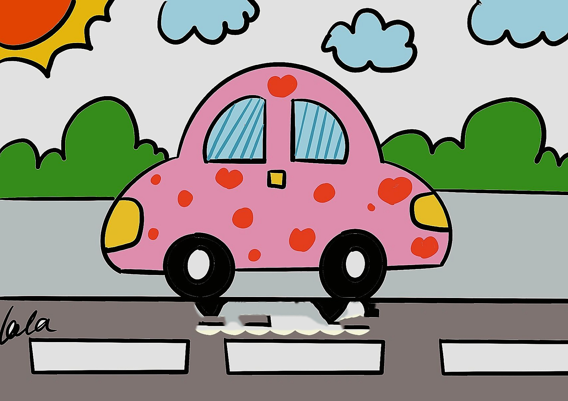 汽车儿童创意画 小轿车儿童创意画