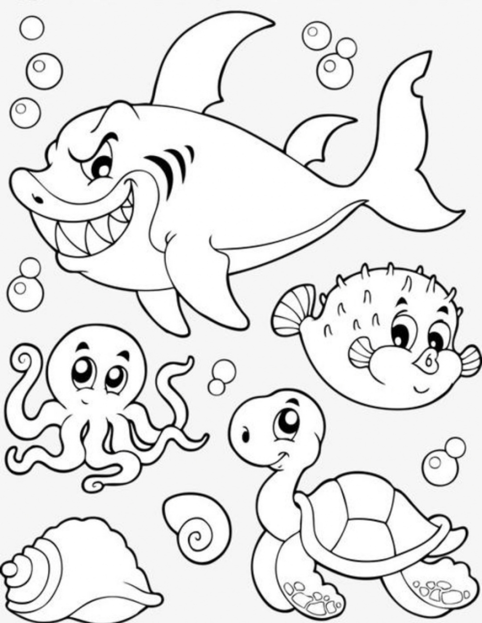 海底世界简笔画素材 海底世界美术,儿童画