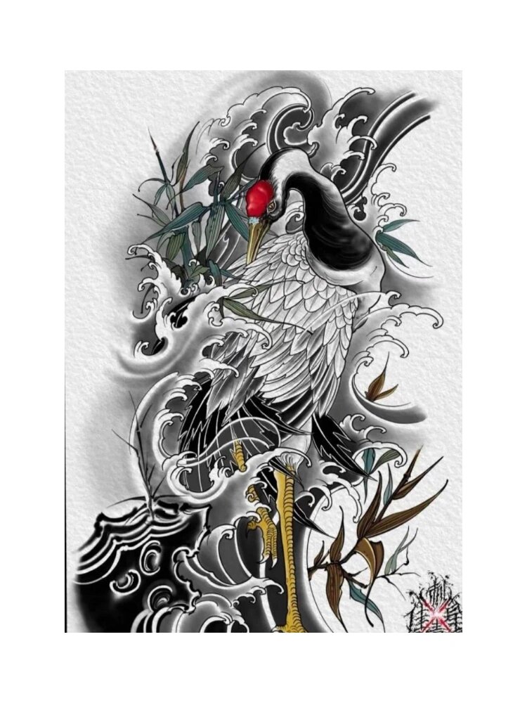 仙鹤纹身手稿分享 渝北纹身