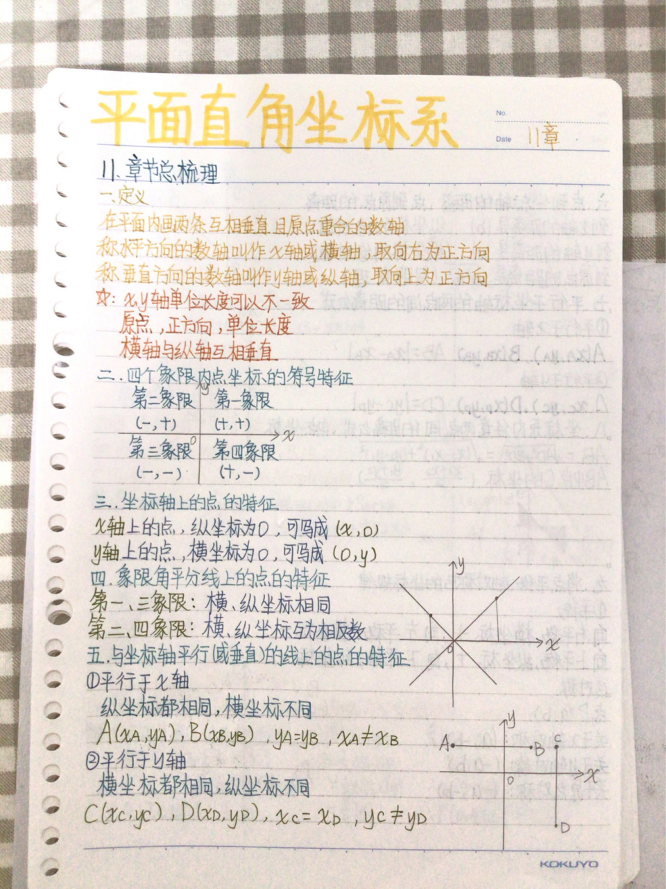 笔记(沪科版数学) 八年级上册第11章平面直角坐标系 第12章一次函数
